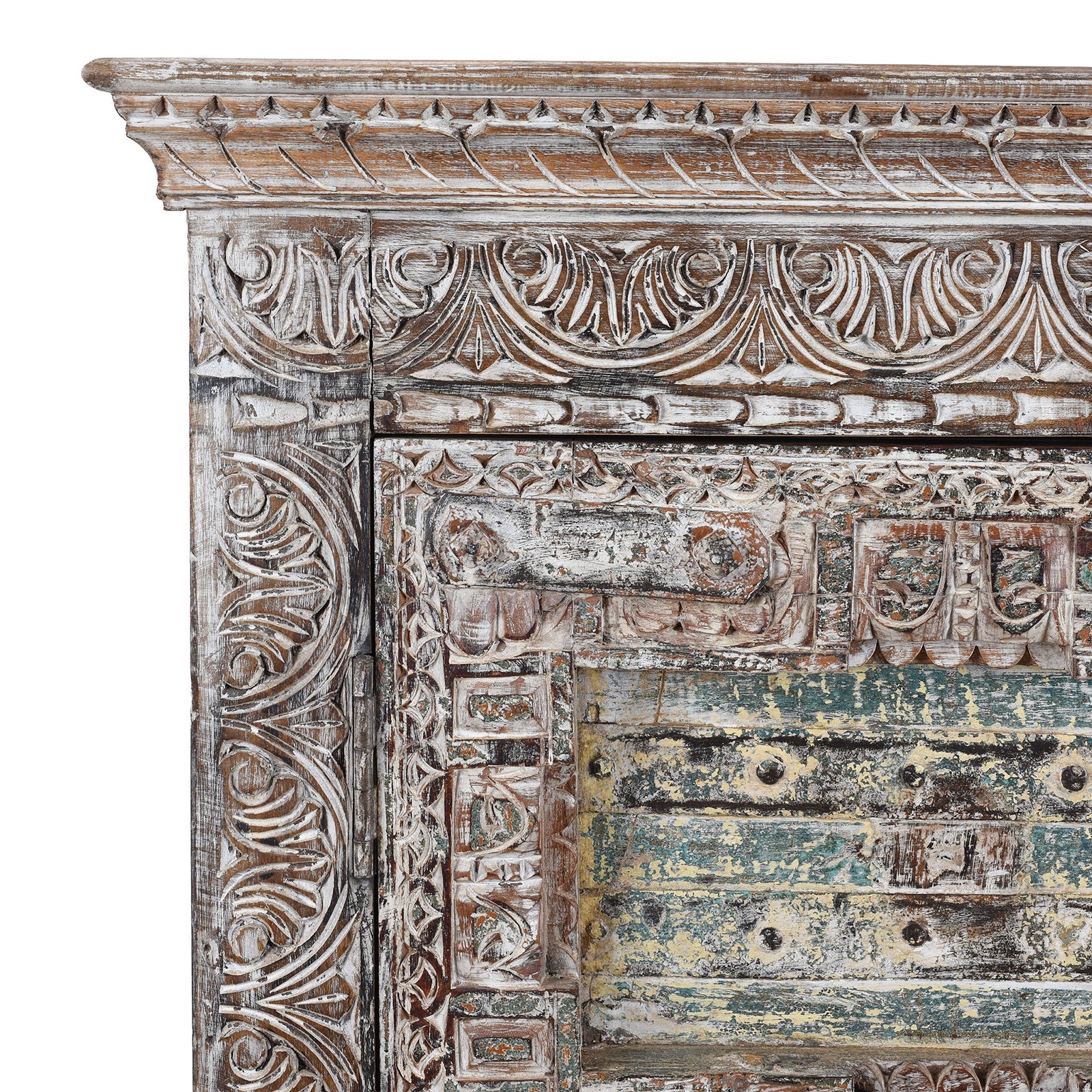 Reclaimed 2 Door Teak Sideboard With Original Paint