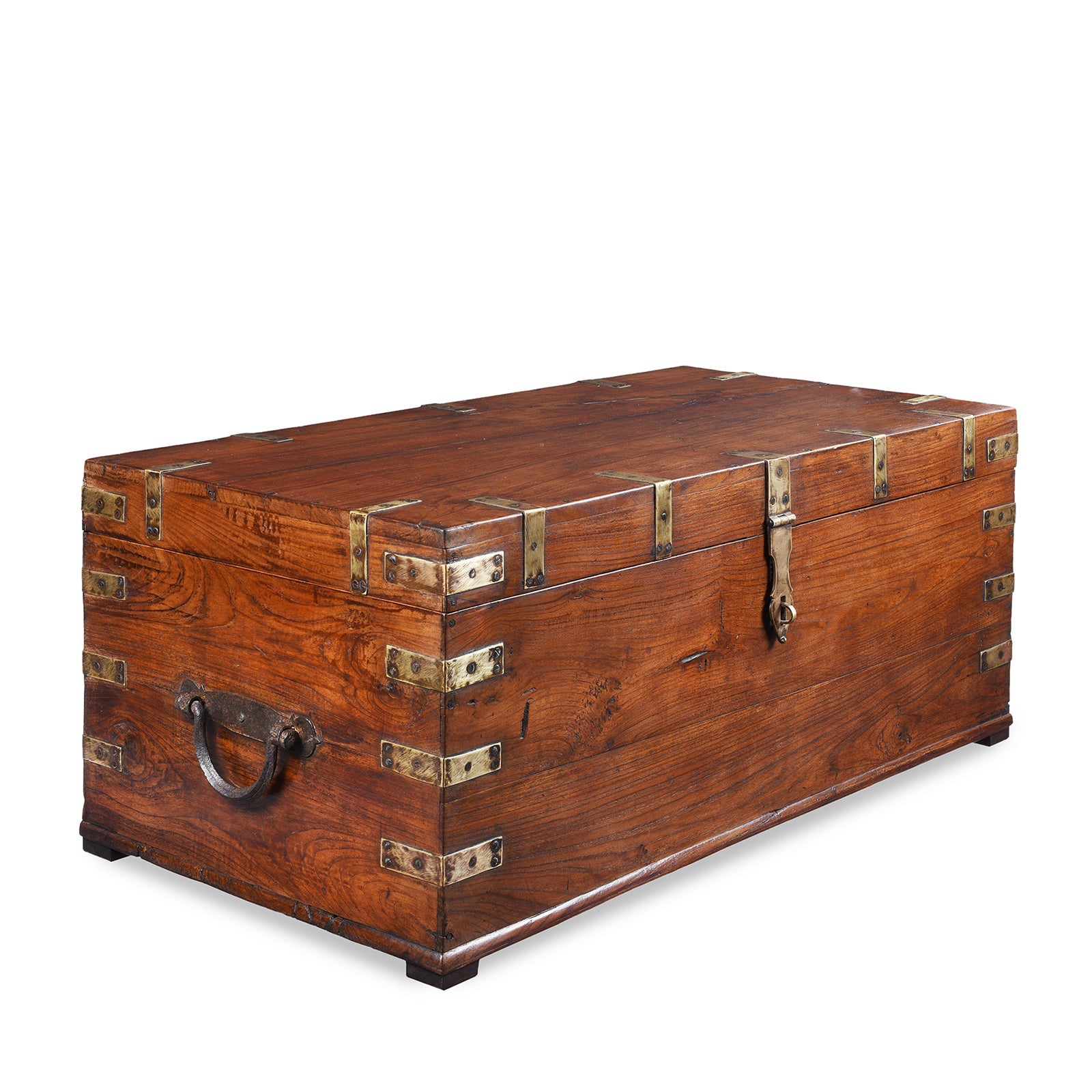 Brass Bound Teak Military Chest - 19th Century
