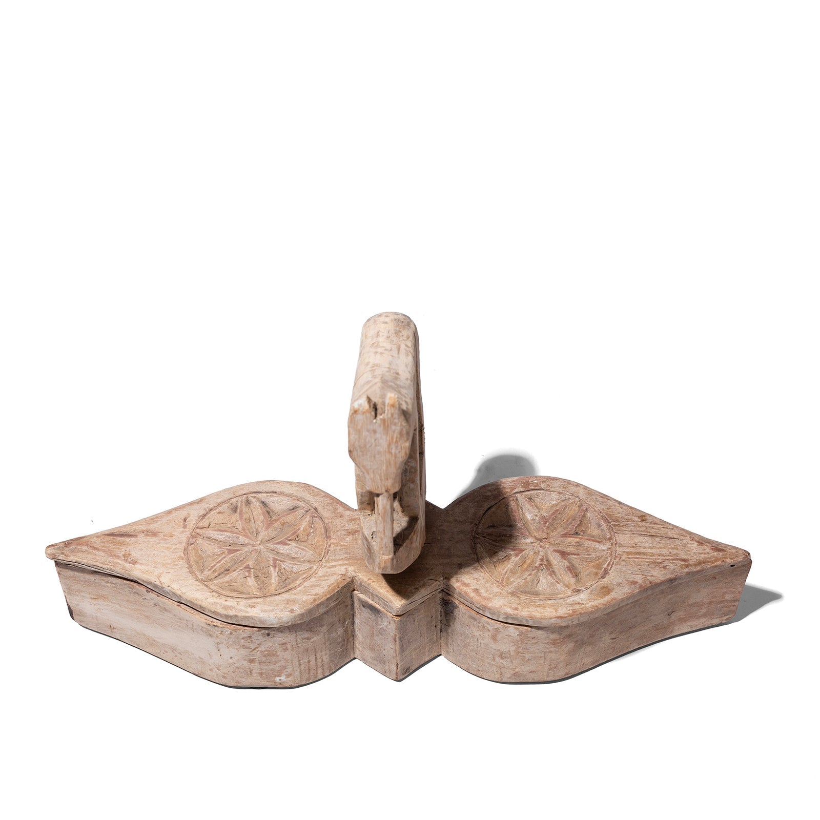 Indian Carved Tika Box From Banswara - 19th Century