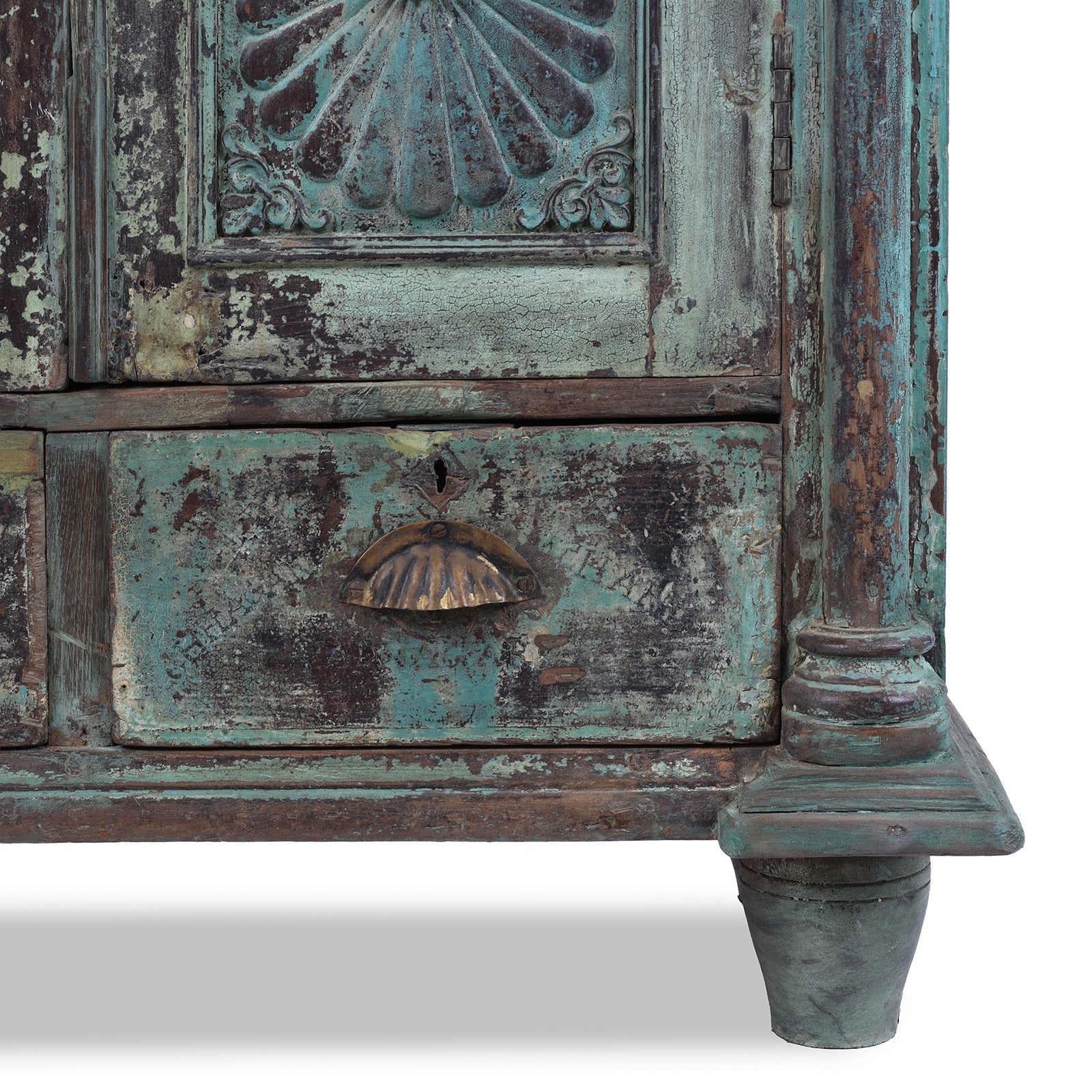 Painted Sunburst Almirah Cabinet - 19th Century