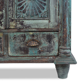 Painted Sunburst Almirah Cabinet - 19th Century