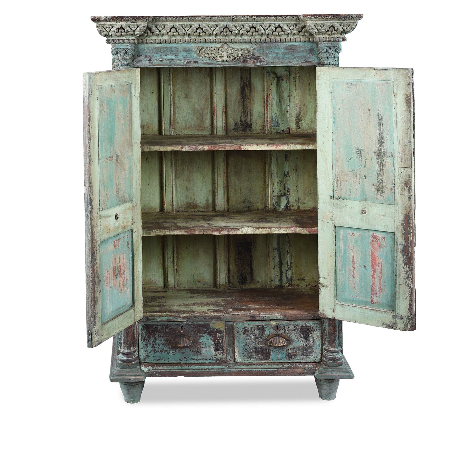 Painted Sunburst Almirah Cabinet - 19th Century