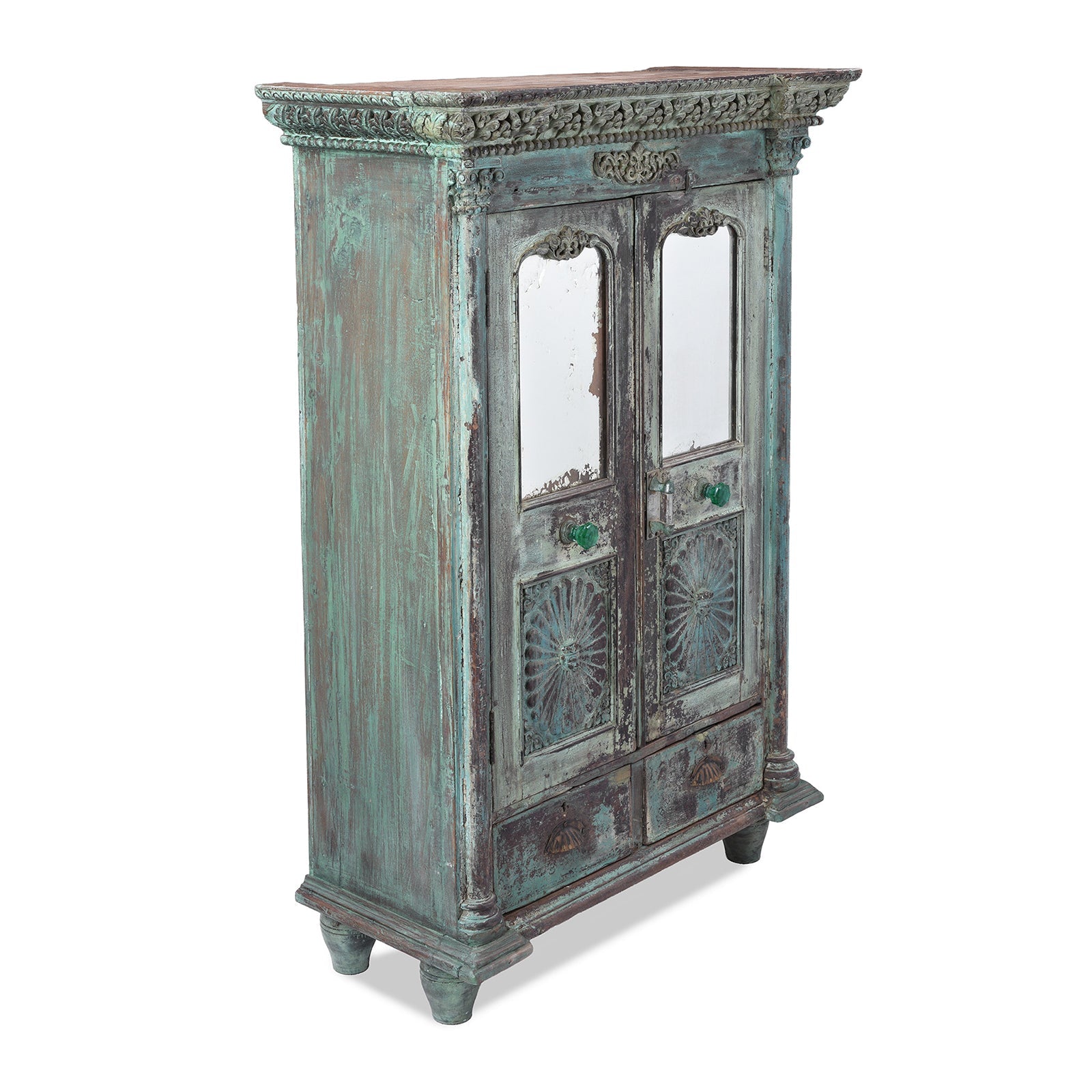 Painted Sunburst Almirah Cabinet - 19th Century