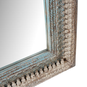 Indian Rectangle Mango Mirror - Blue & White