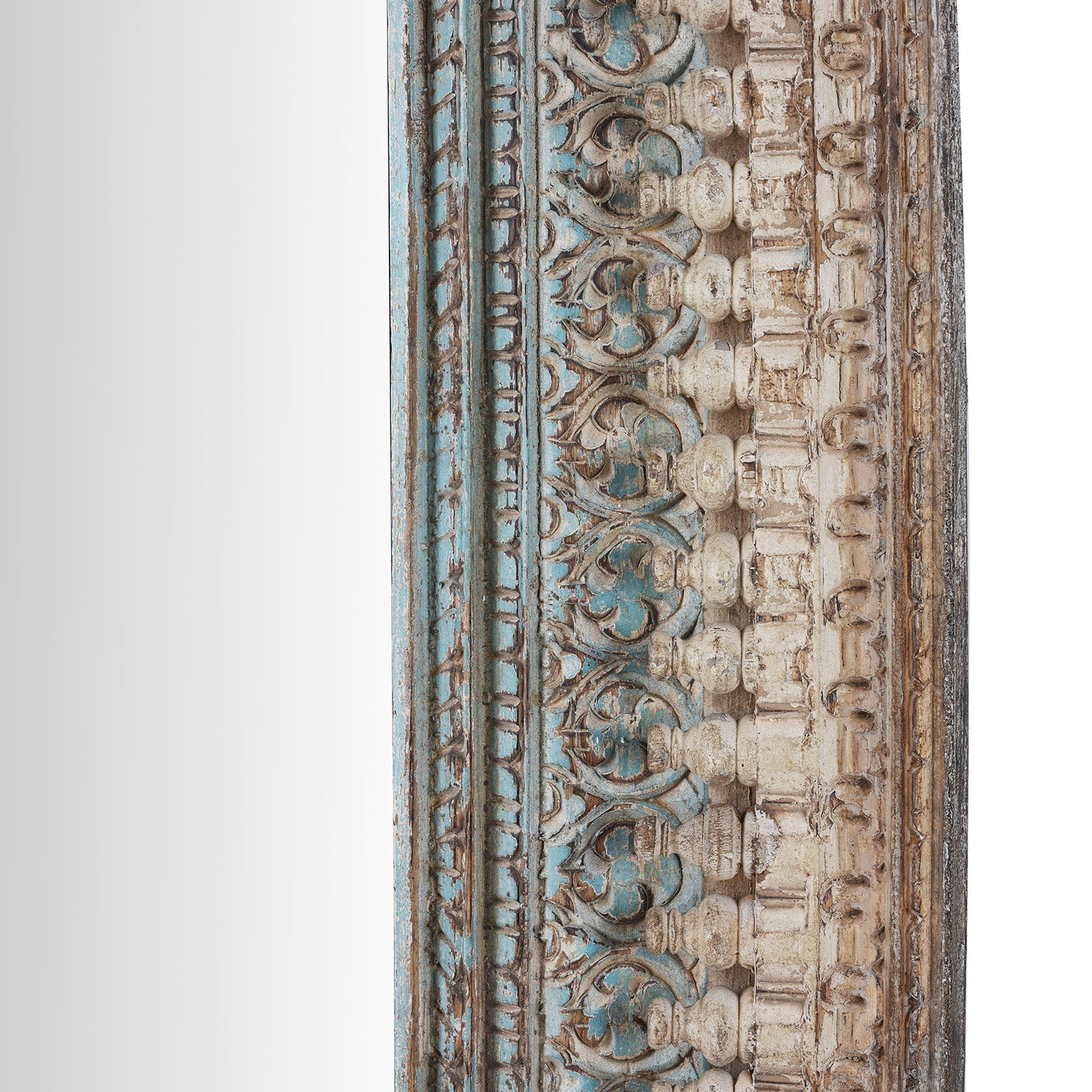 Indian Rectangle Mango Mirror - Blue & White