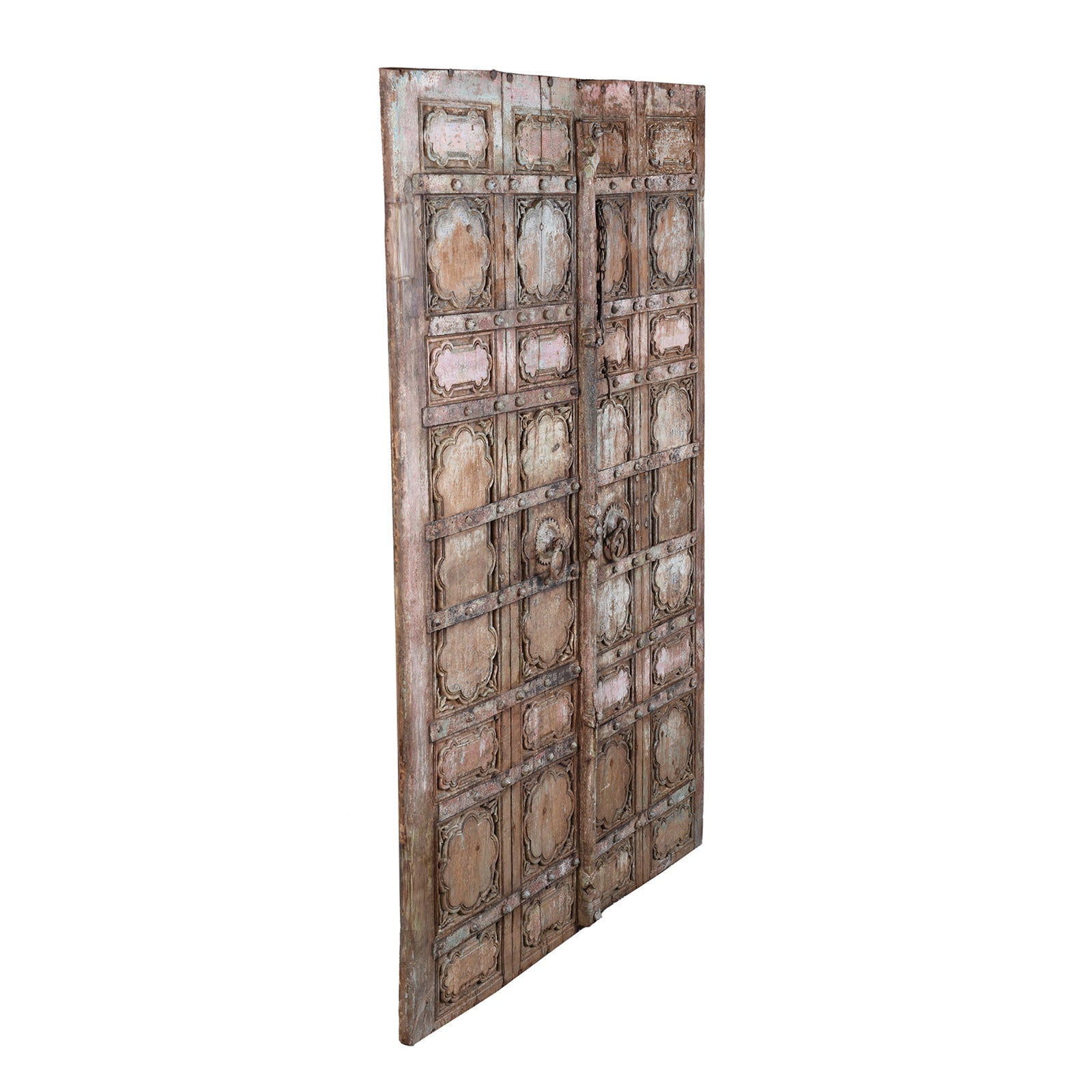 Painted Teak Door From Gujarat - 19th Century