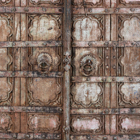 Painted Teak Door From Gujarat - 19th Century