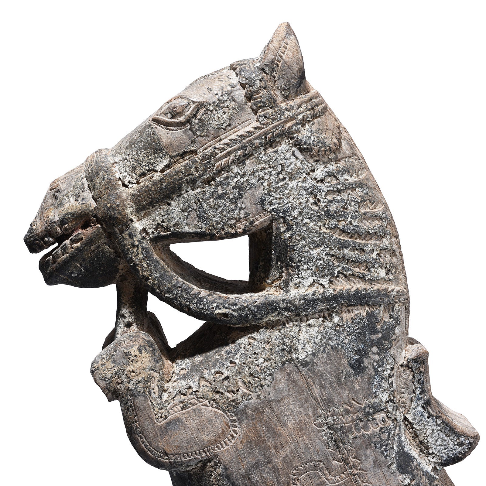 Indian Horse Head Corbel On Stand - 19th Century