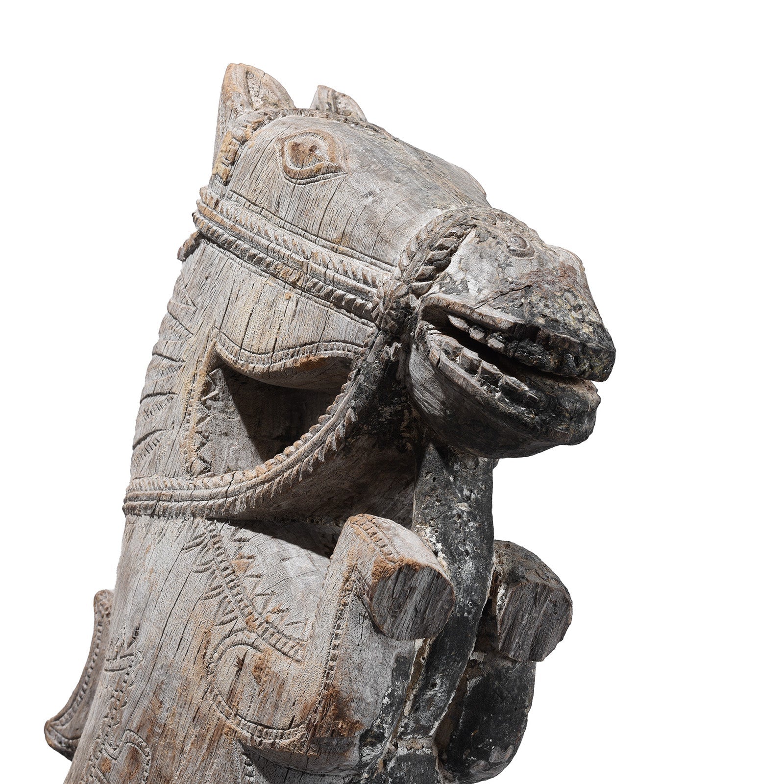 Indian Horse Head Corbel On Stand - 19th Century