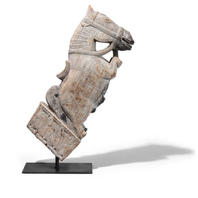 Indian Horse Head Corbel On Stand - 19th Century