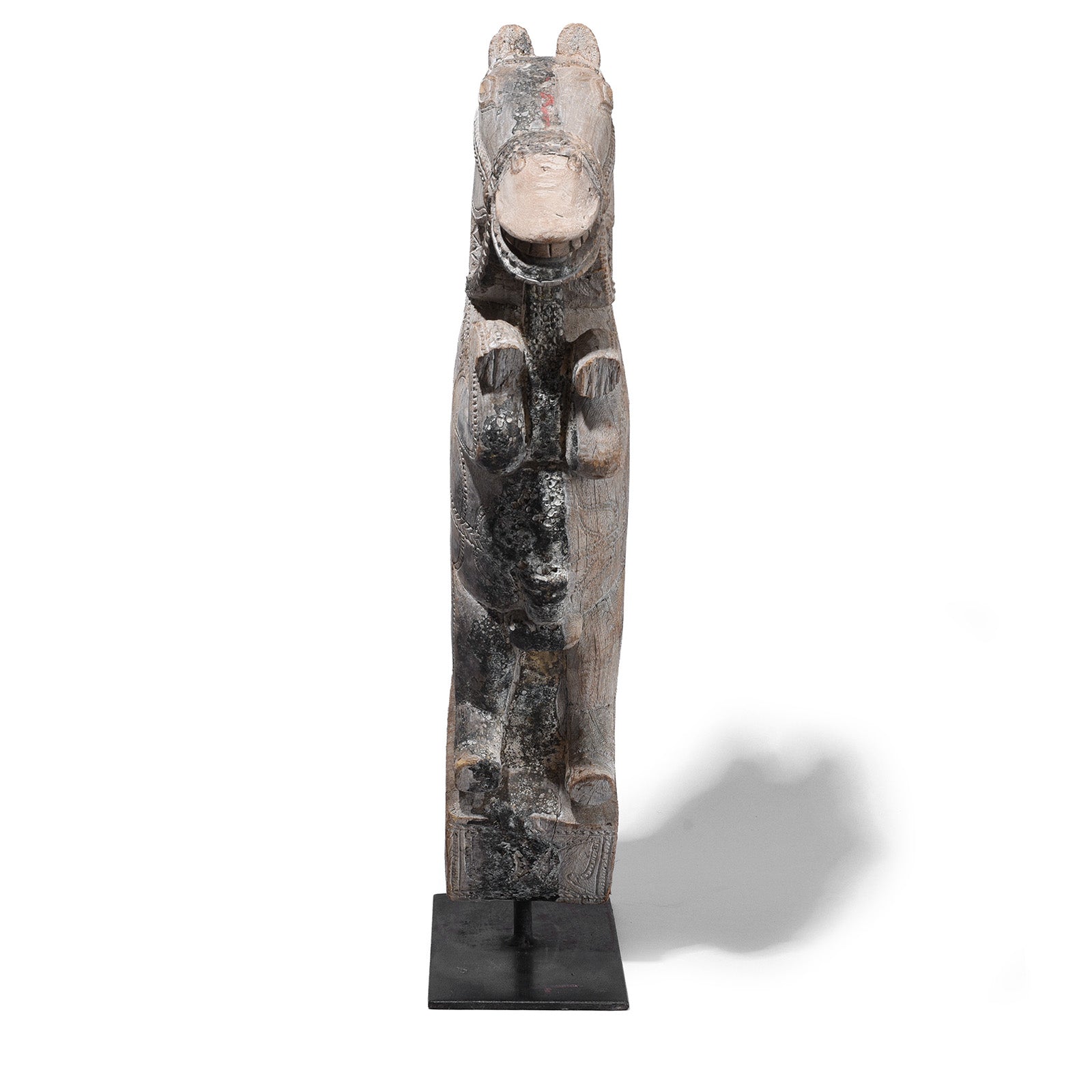 Indian Horse Head Corbel On Stand - 19th Century