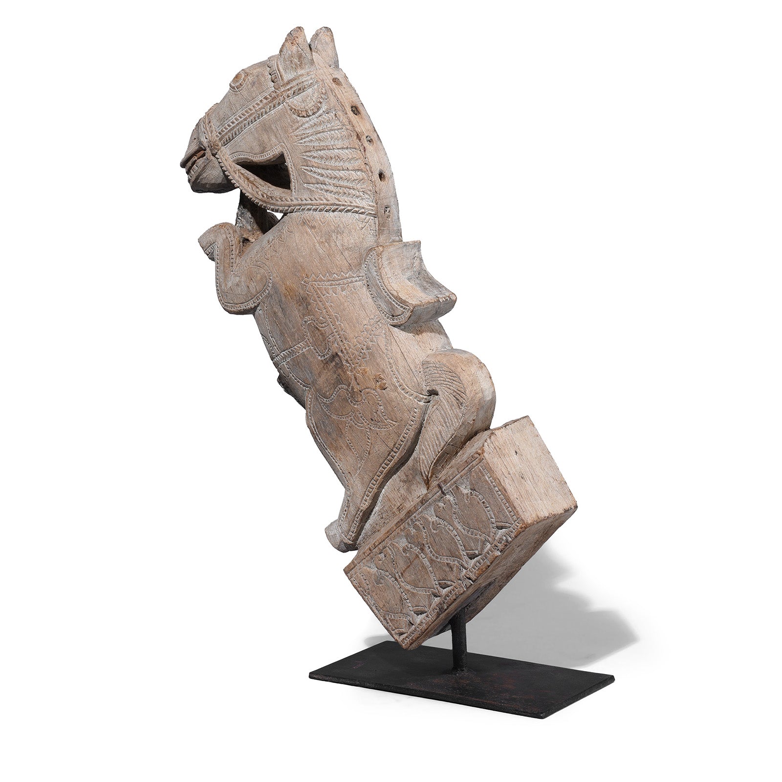 Indian Horse Head Corbel On Stand - 19th Century