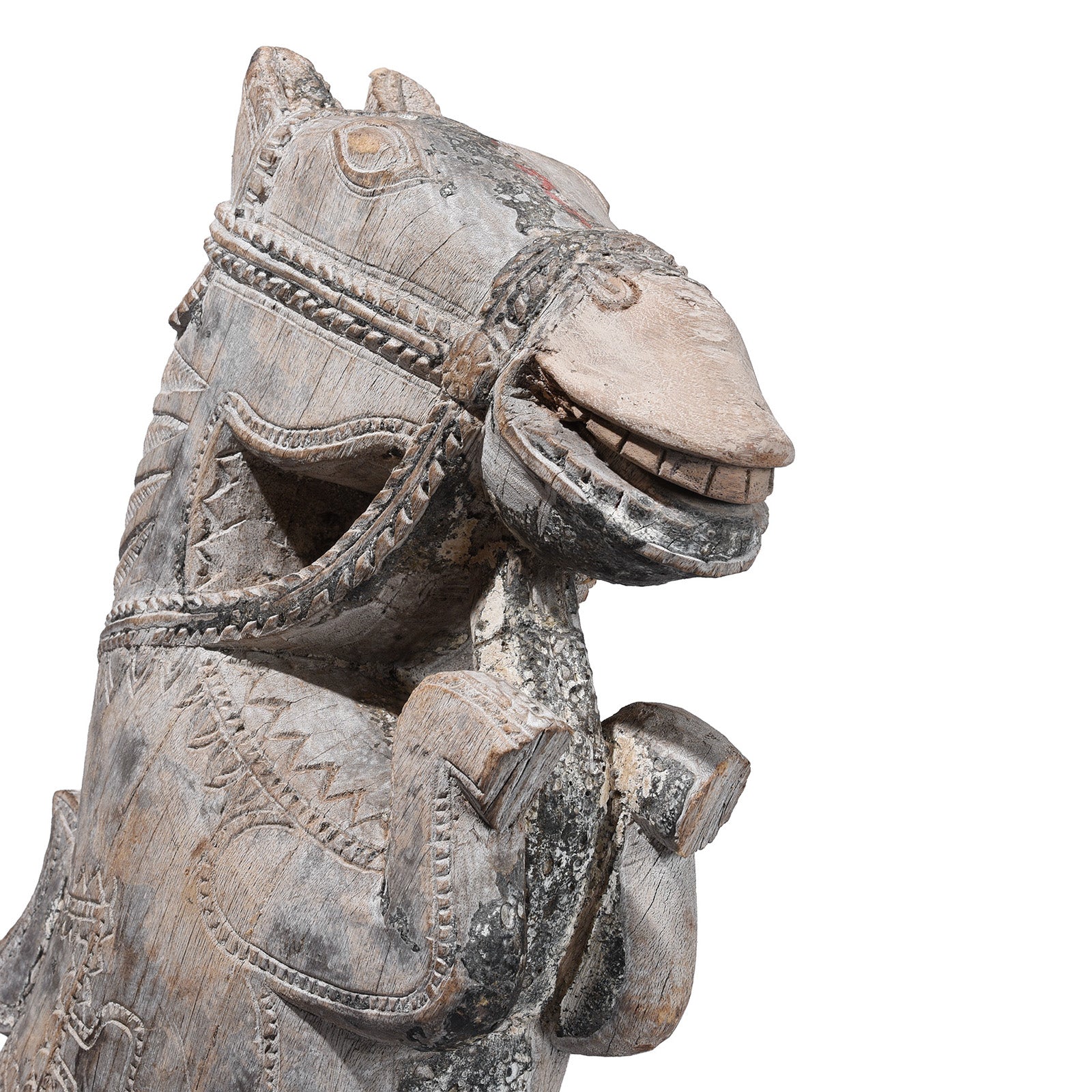 Indian Horse Head Corbel On Stand - 19th Century