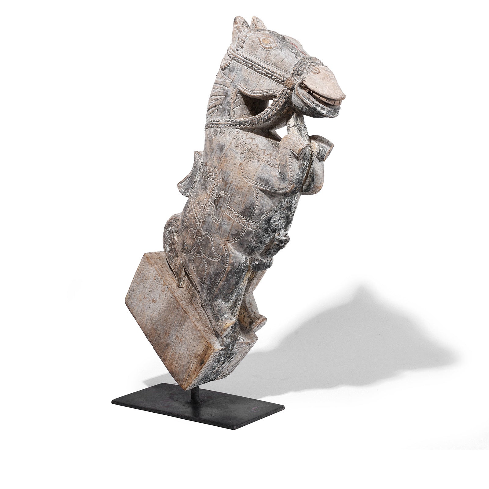 Indian Horse Head Corbel On Stand - 19th Century
