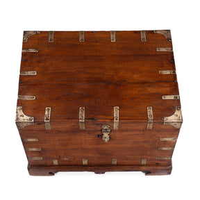 Brass Bound Teak Military Chest -19th Century
