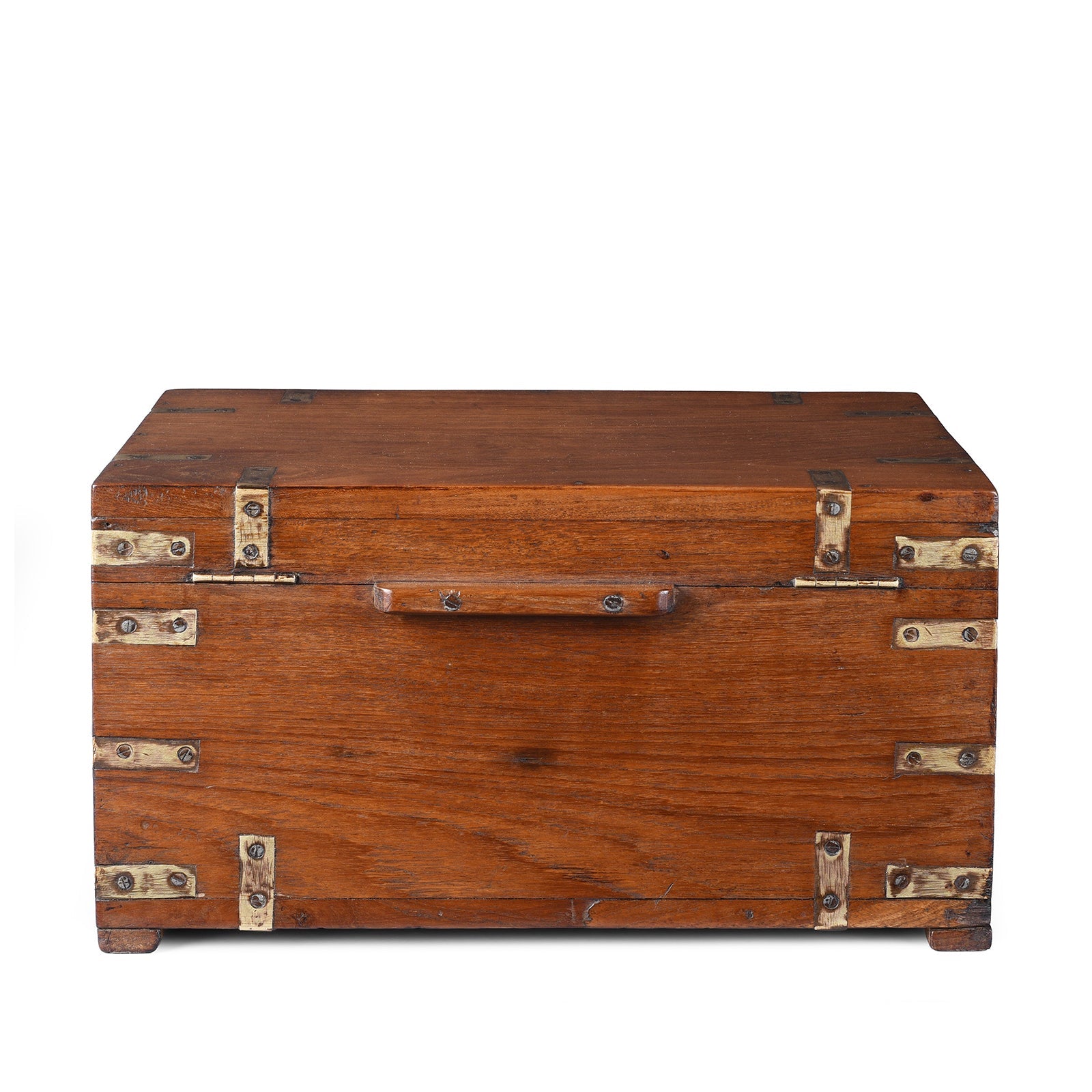 Brass Bound Teak Campaign Box - 19th Century