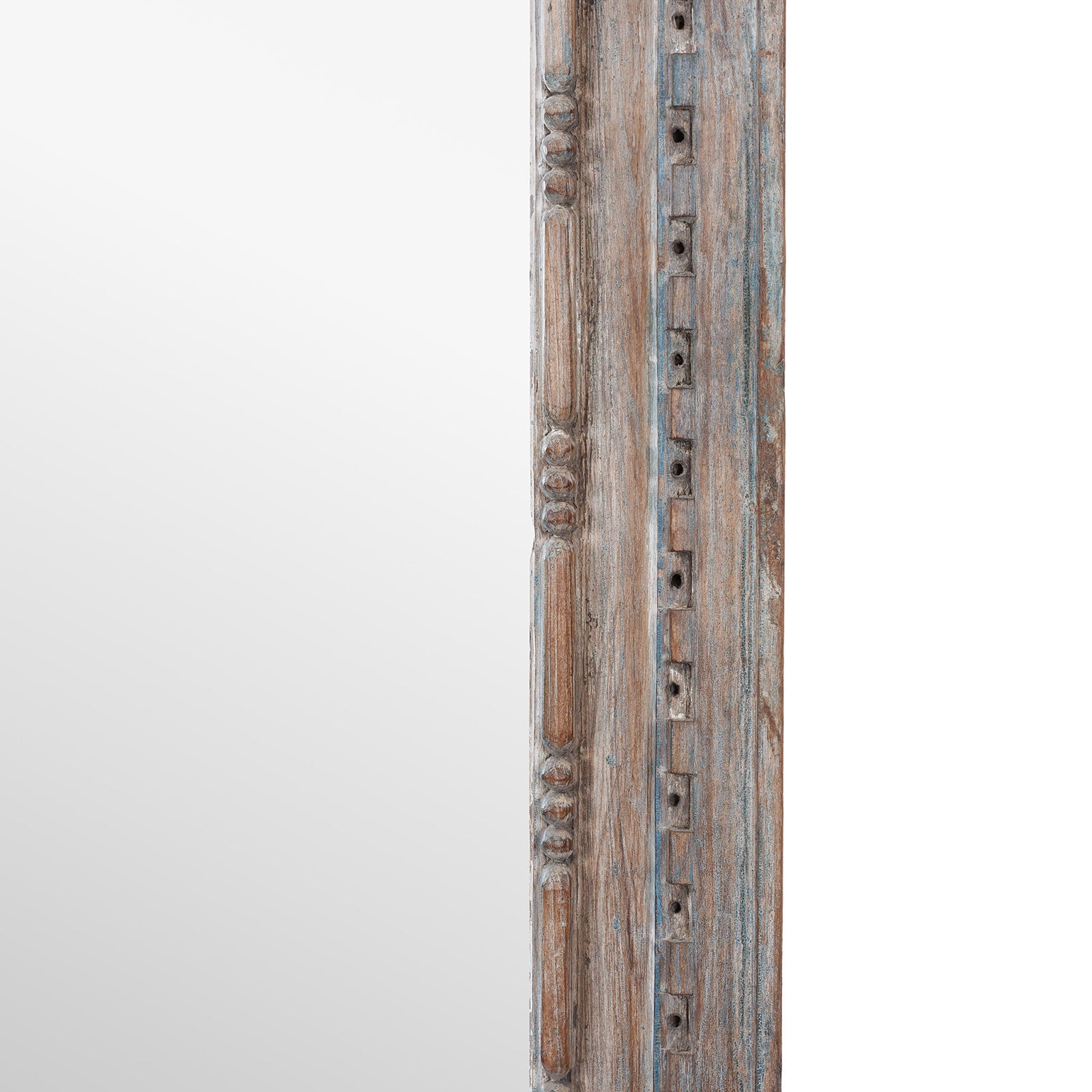 Blue Painted Mirror Made From Old Architectural Teak