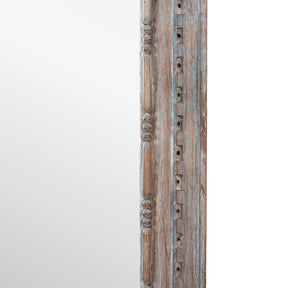 Blue Painted Mirror Made From Old Architectural Teak