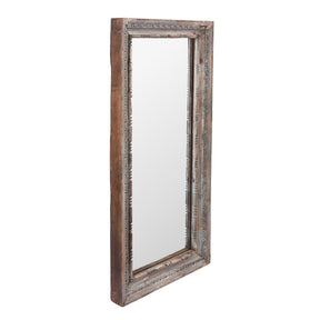 Blue Painted Mirror Made From Old Architectural Teak