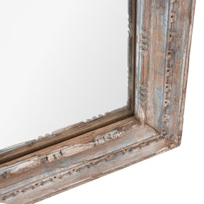Blue Painted Mirror Made From Old Architectural Teak