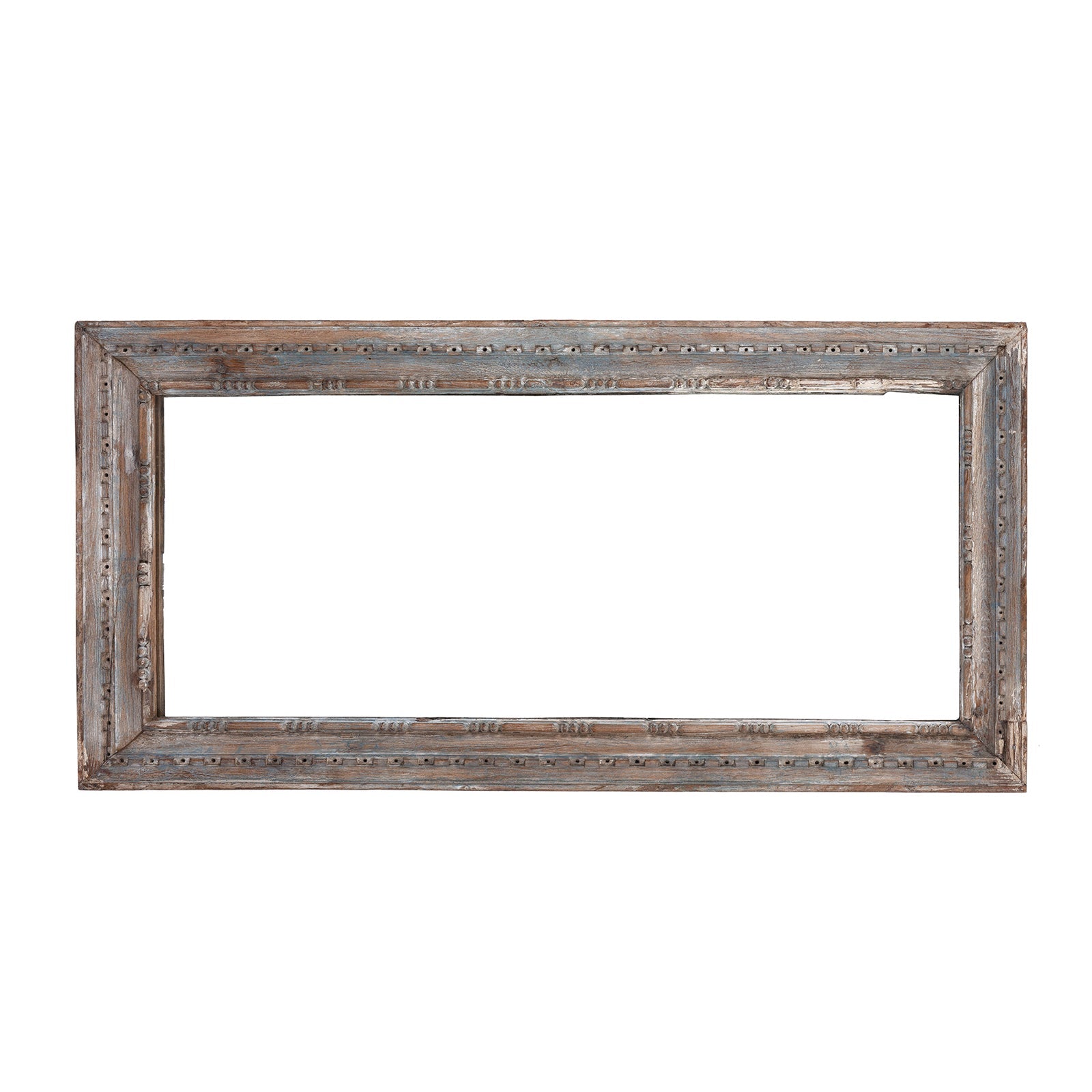 Blue Painted Mirror Made From Old Architectural Teak