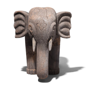 Teak Elephant Statue From Gujarat - 19th Century