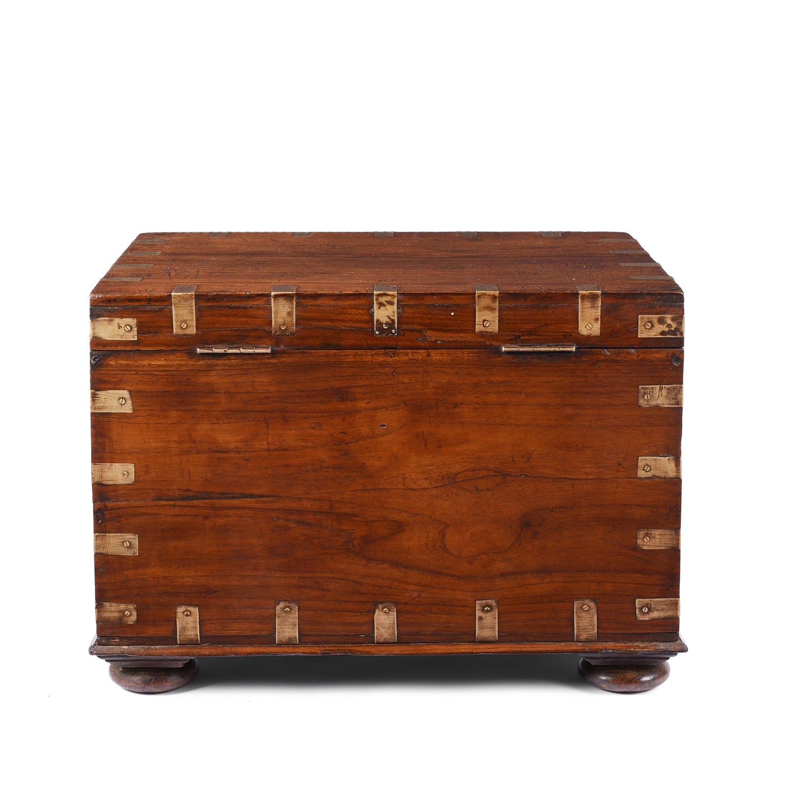 Brass Bound Teak Military Chest - 19th Century