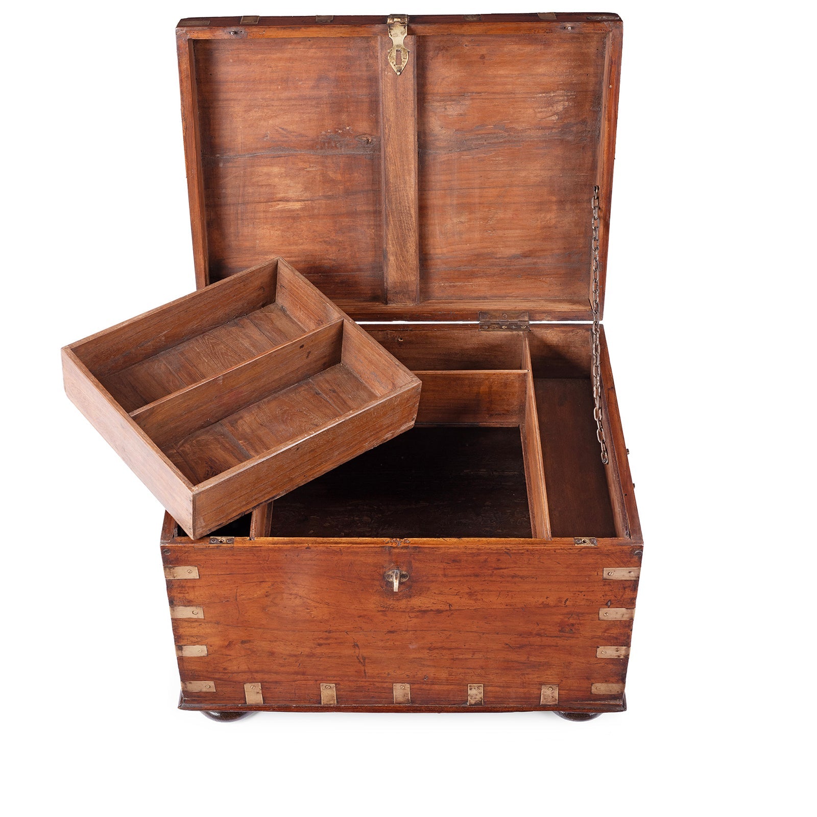 Brass Bound Teak Military Chest - 19th Century