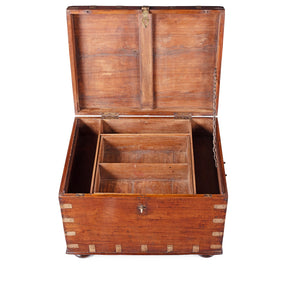 Brass Bound Teak Military Chest - 19th Century