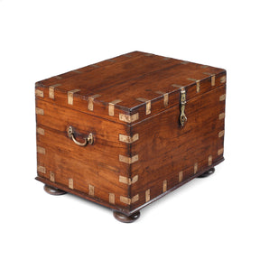 Brass Bound Teak Military Chest - 19th Century