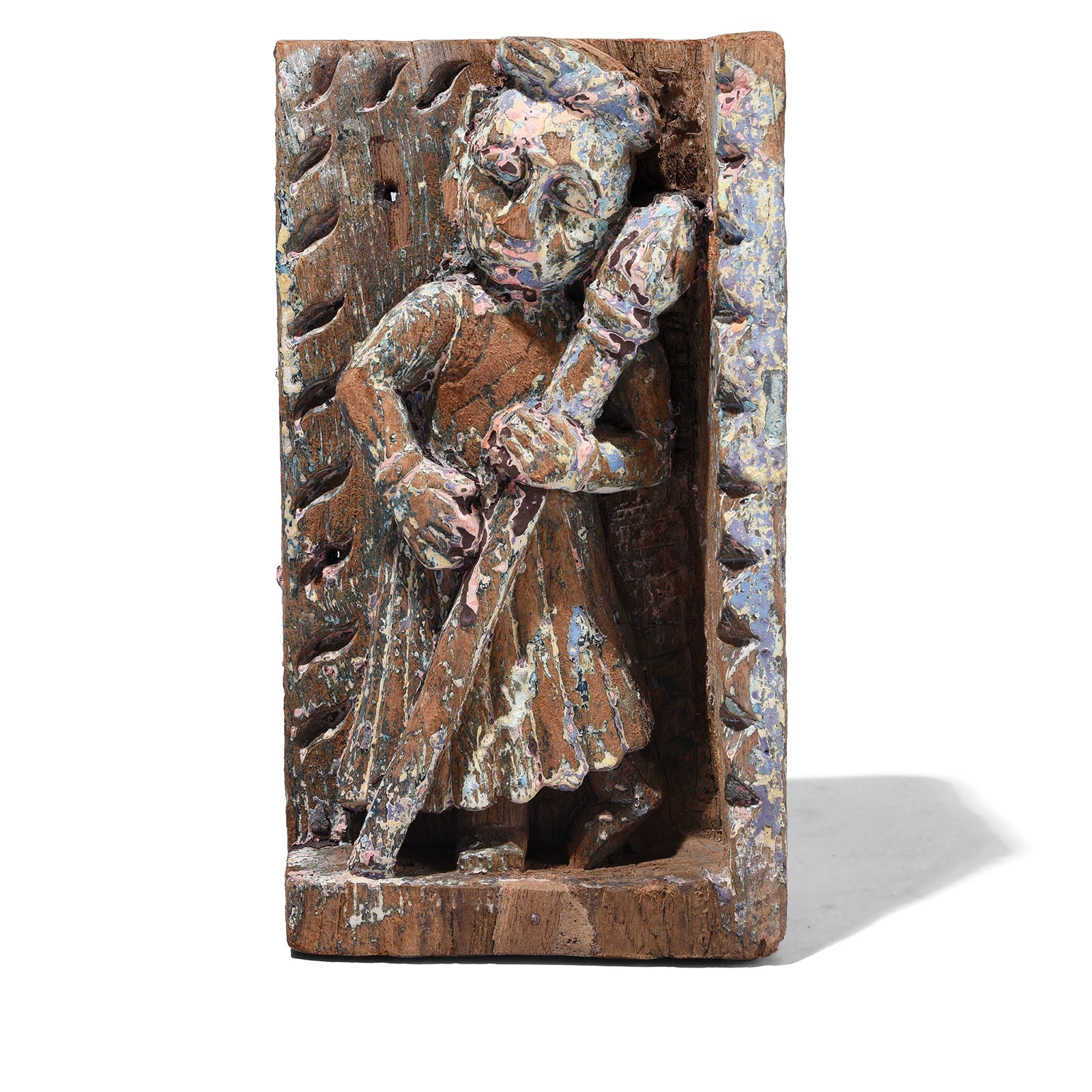 Carved Teak Musician Panels From Gujarat - 19th Century