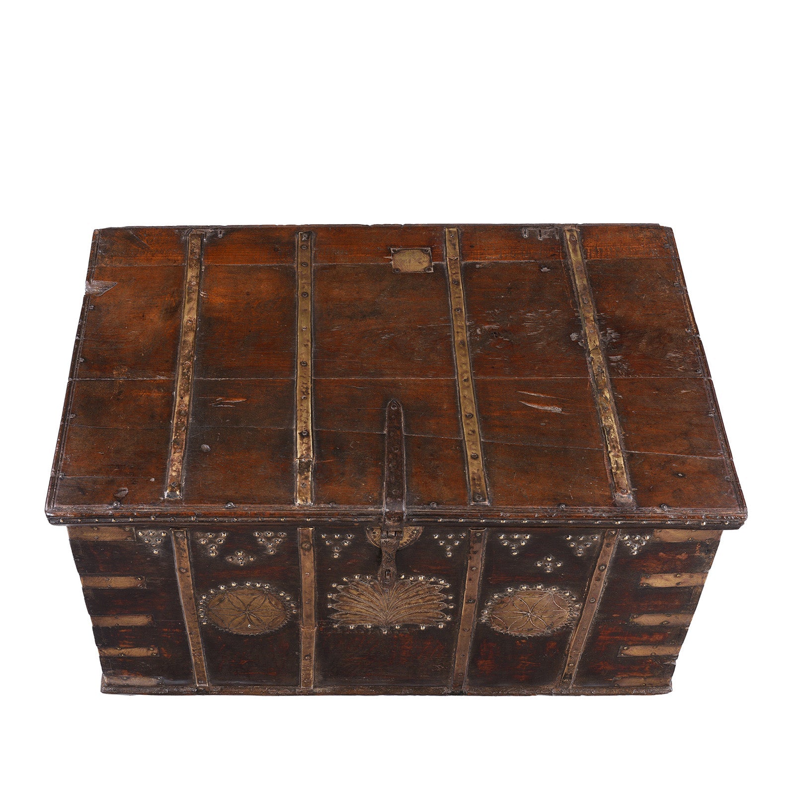 Brass Bound Teak Chest From Kutch - 19th Century
