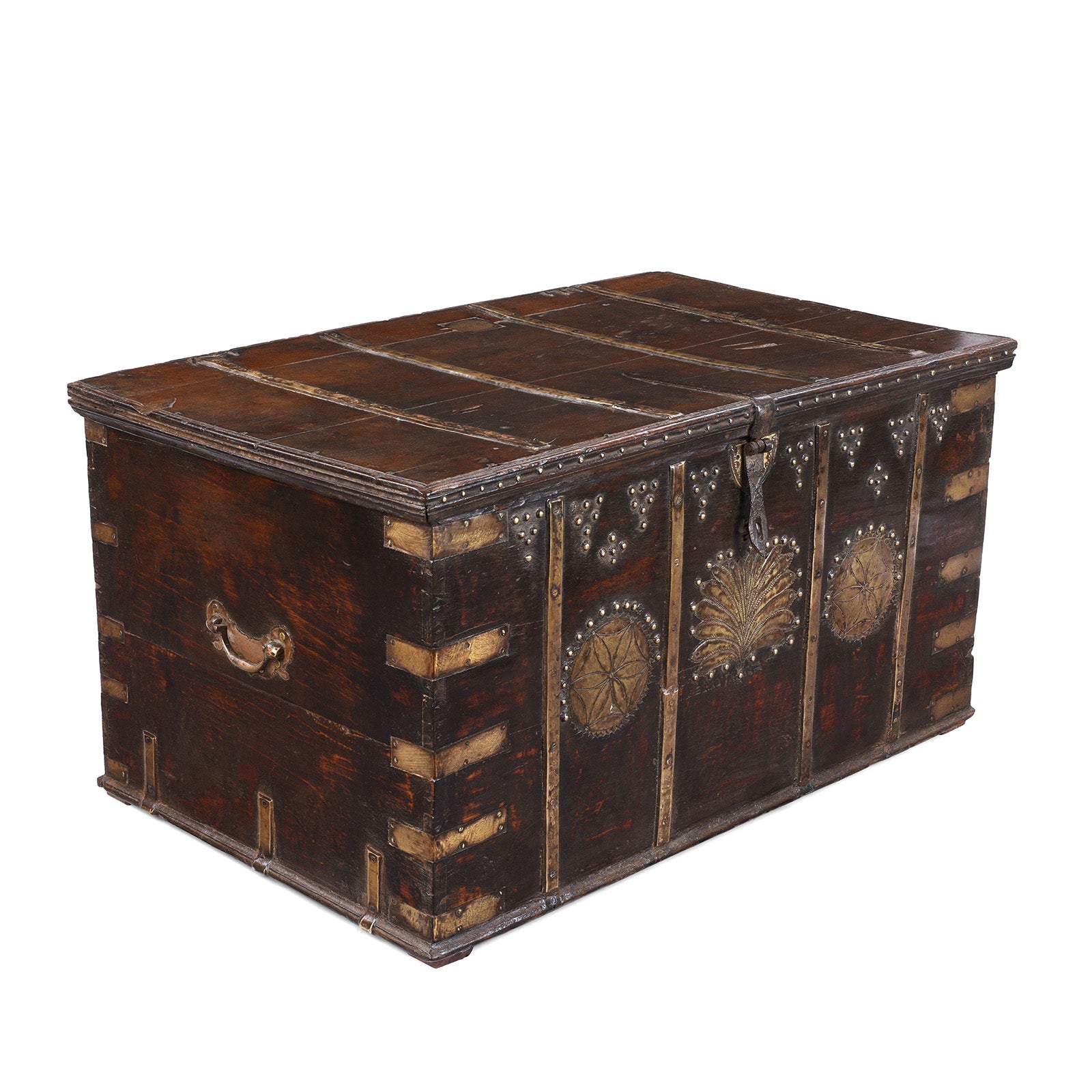 Brass Bound Teak Chest From Kutch - 19th Century