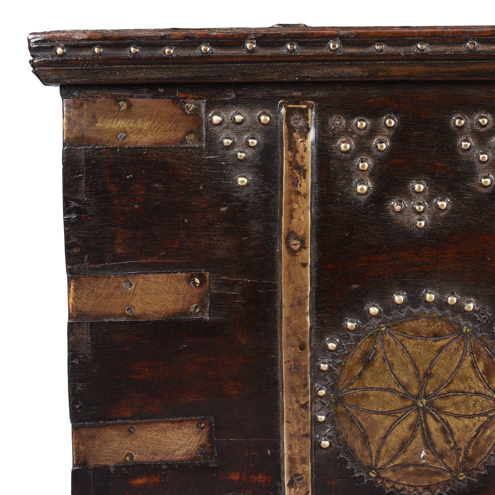 Brass Bound Teak Chest From Kutch - 19th Century