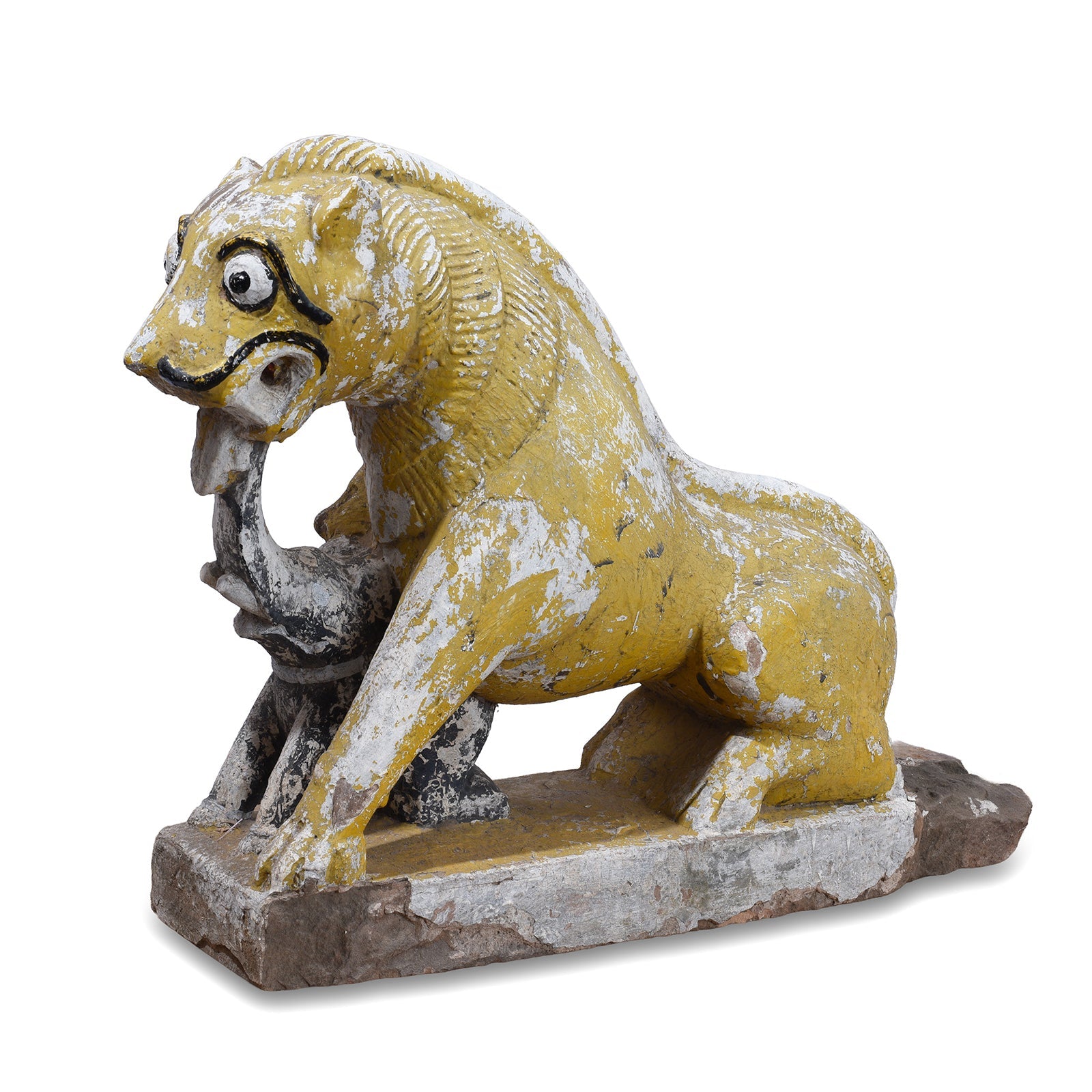 Carved Stone Lion & Elephant From Kutch - 19th Century