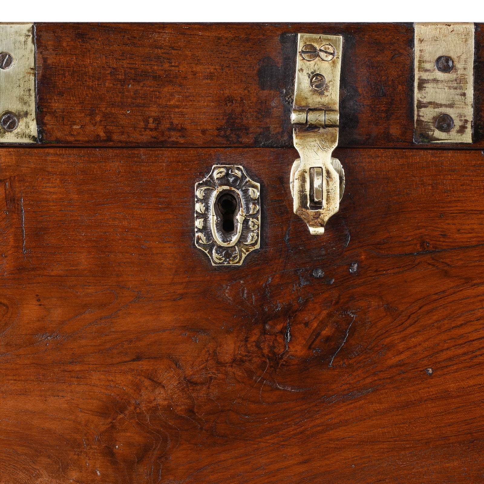 Brass Bound Teak Military Chest - 19th Century