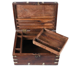 Brass Bound Teak Military Chest - 19th Century
