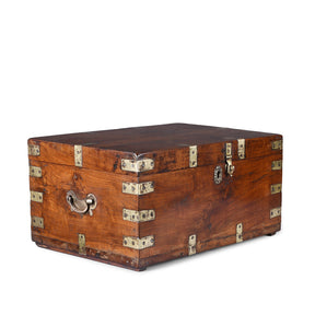 Brass Bound Teak Military Chest - 19th Century