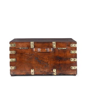 Brass Bound Teak Military Chest - 19th Century