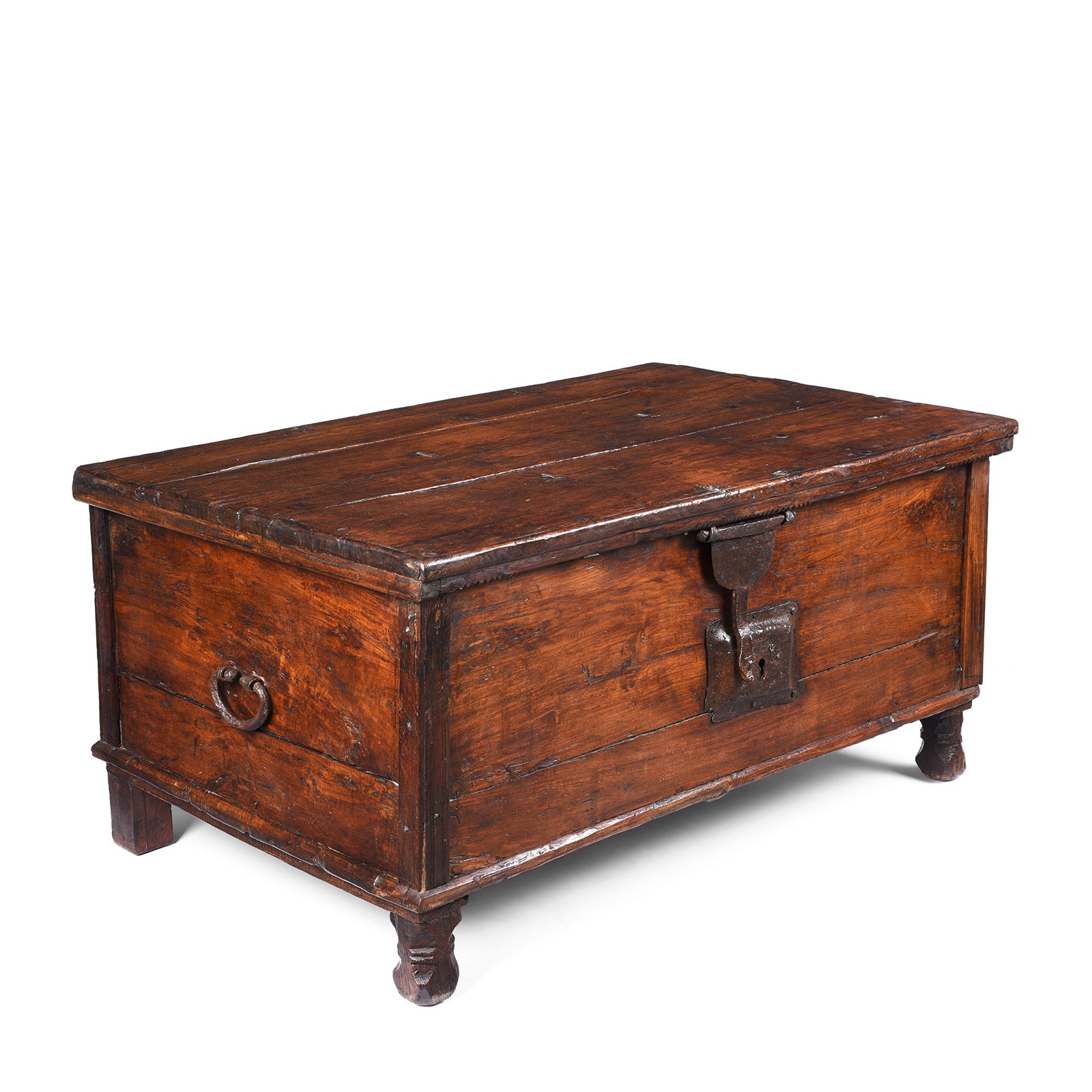 Iron Bound Teak Chest From Goa - 19th Century