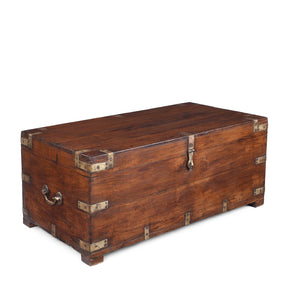 Brass Bound Teak Military Chest - 19th Century