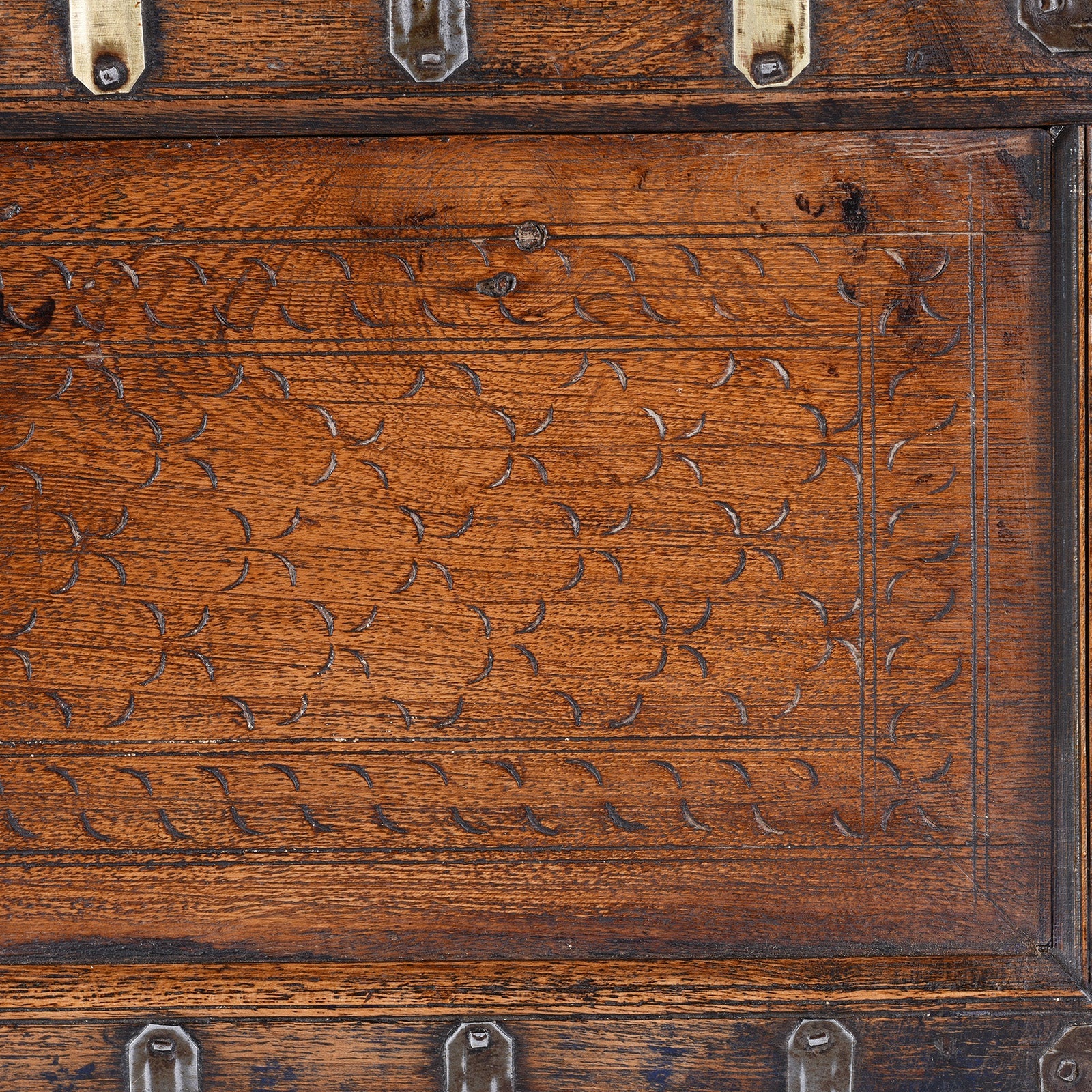 Chip Carved Merchants Box From Rajasthan - 19thC