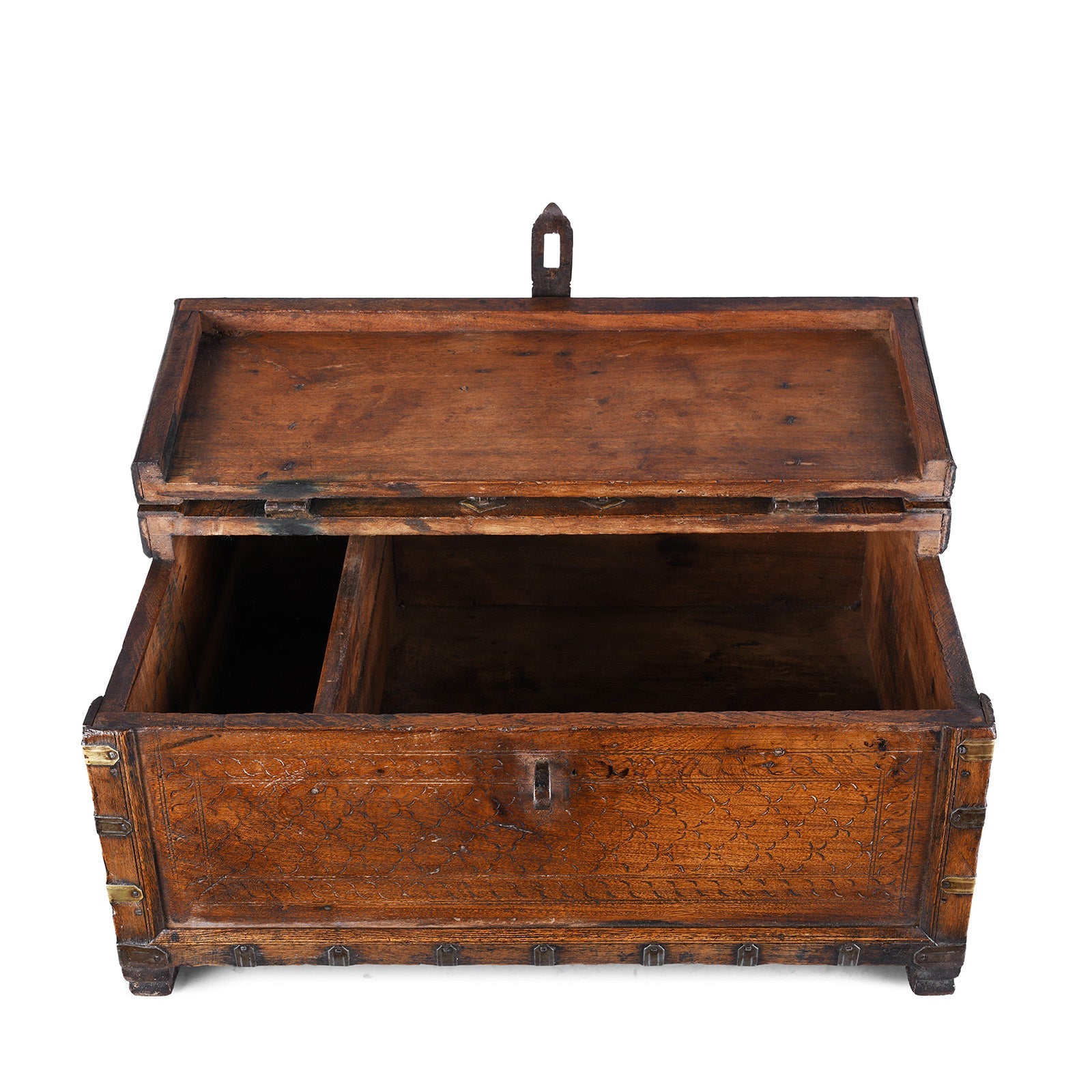 Chip Carved Merchants Box From Rajasthan - 19thC