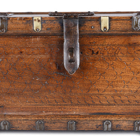 Chip Carved Merchants Box From Rajasthan - 19thC