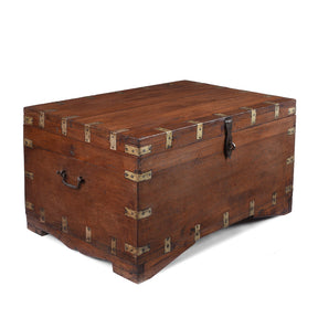 Brass Bound Indian Teak Military Chest - 19th Century