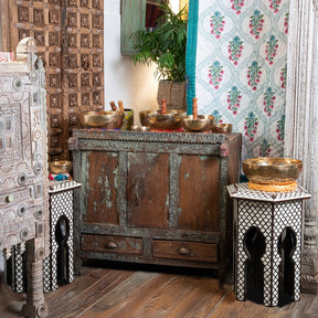 Bone Inlay Hexagonal Side Table