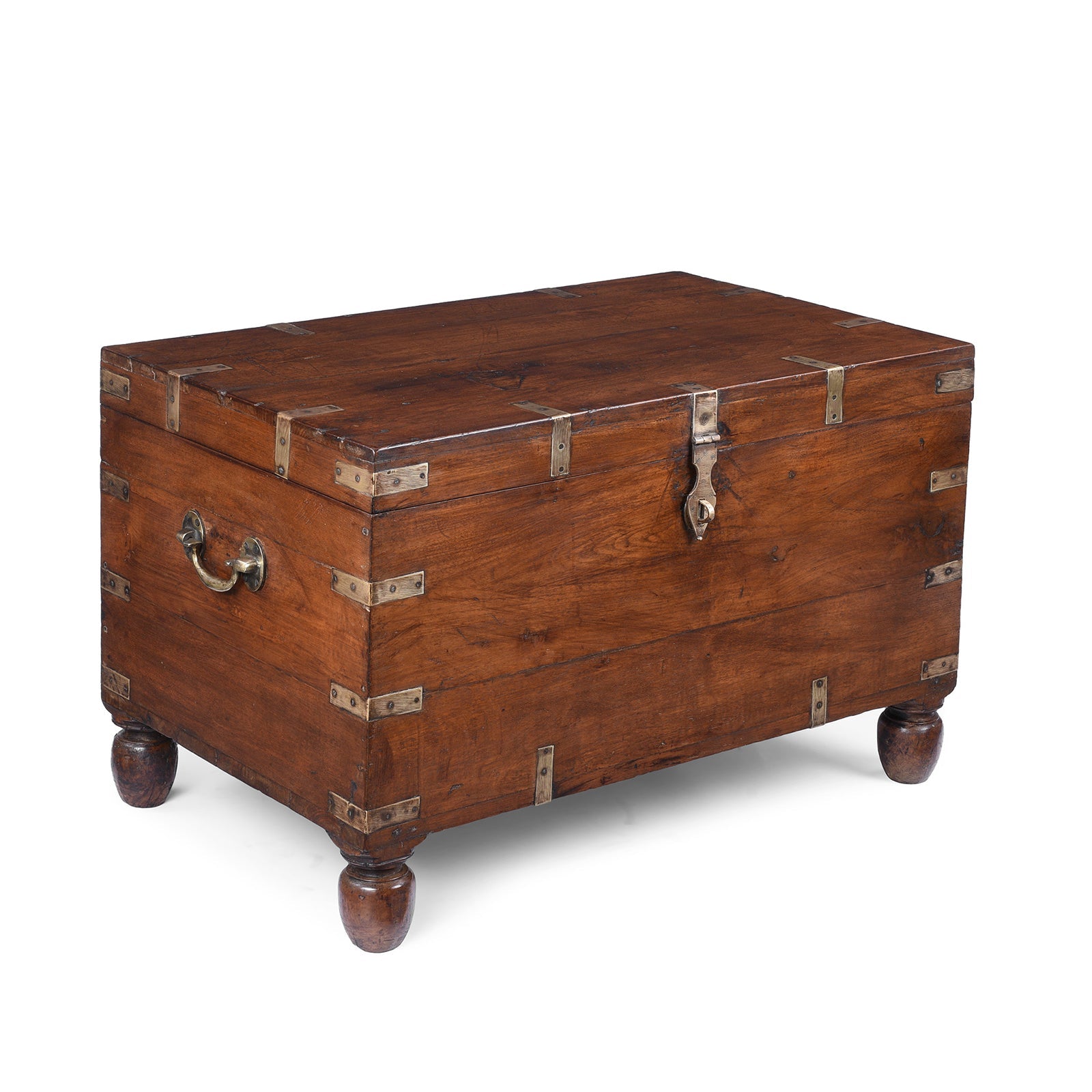 Brass Bound Teak Military Chest - 19th Century