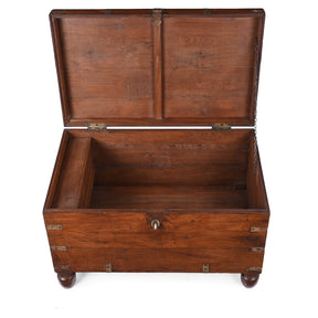 Brass Bound Teak Military Chest - 19th Century