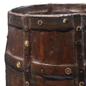 Iron Bound Teak Grain Measure From Rajasthan - 19th Century