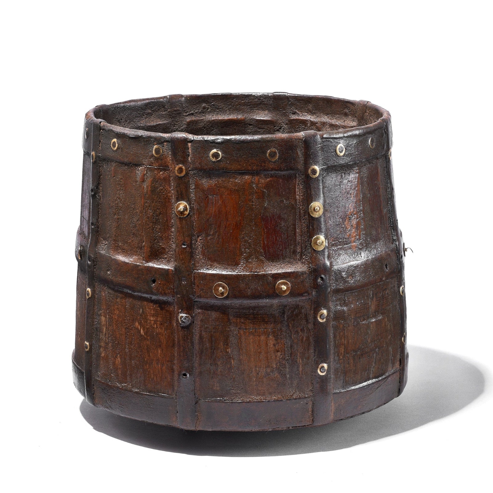 Iron Bound Teak Grain Measure From Rajasthan - 19th Century